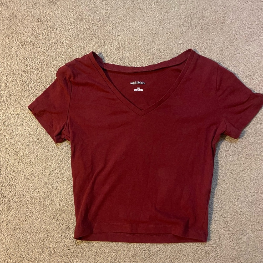 Wild Fable Red Fitted Crop Tee